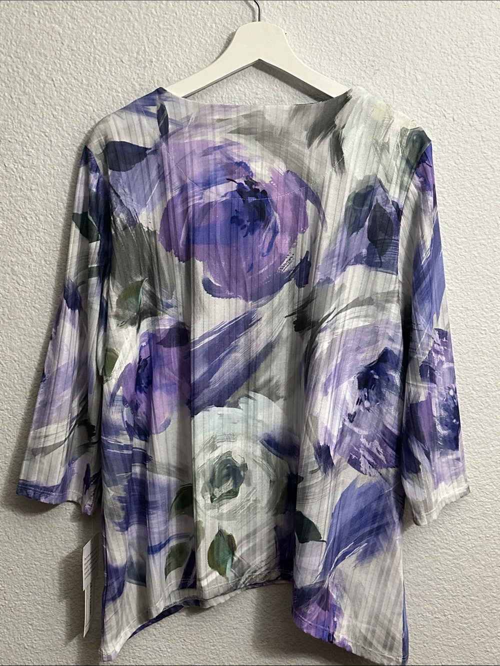 NEW Alfred Dunner Purple Gray Floral Top Necklace Tivoli Gardens Womens Large - Picture 2 of 8